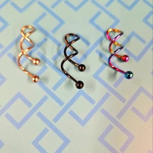 Set of 3 Spiral Bellybutton Rings